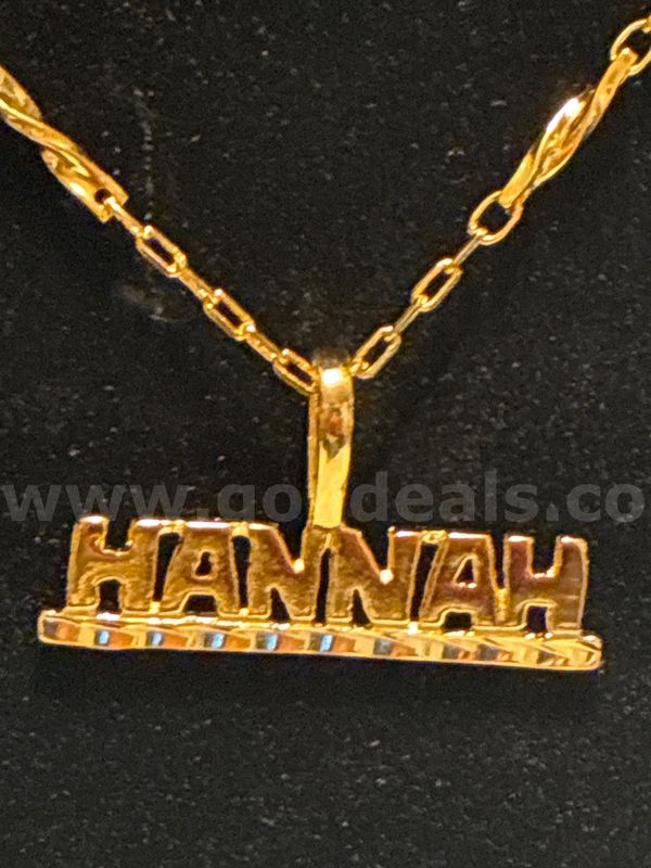“Hannah” Pendant W/ Dainty Rolo Necklace. 24K Real Gold Filled.