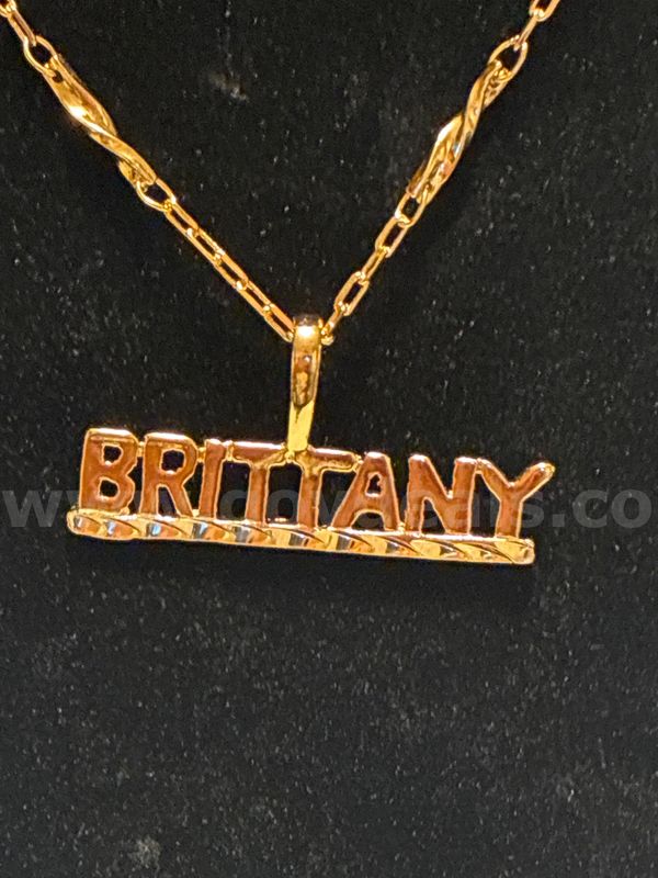 “Brittany” Pendant W/ 22” Dainty Rolo Necklace. 24K Real Gold Filled.