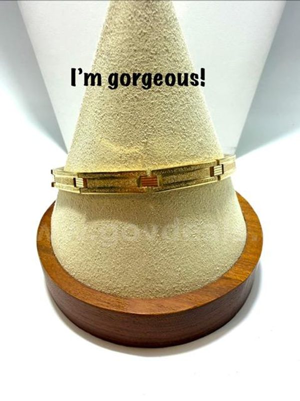 Gorgeous, 8 " Unisex Brushed ID Link Bracelet, 24k Real Gold Filled
