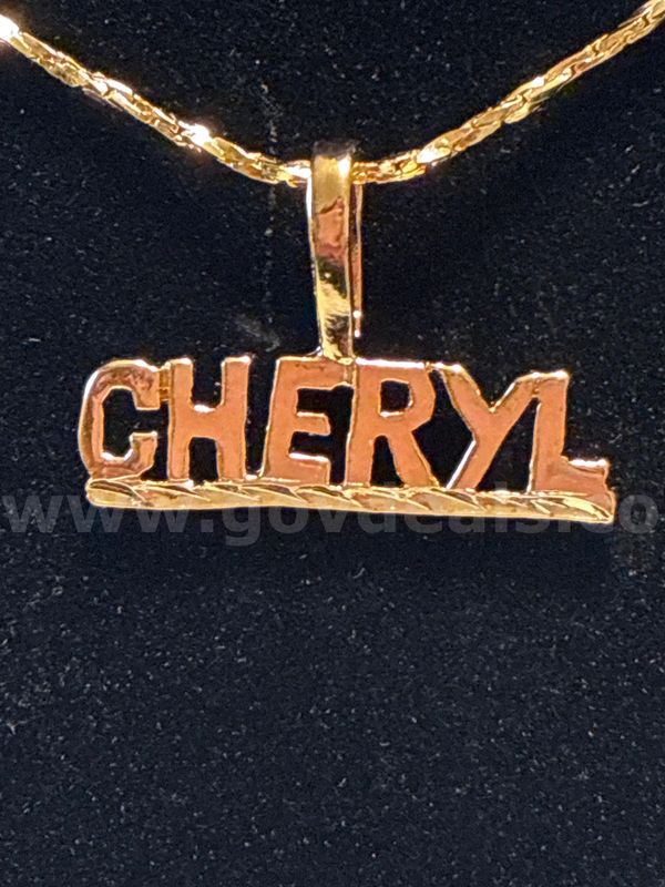 “Cheryl” Pendant W/ 20” Small Twisted Cobra Necklace. 24K Gold Filled
