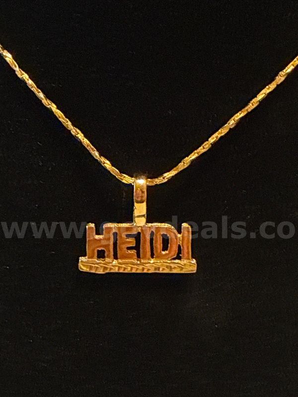 “Heidi” Pendant W/ 20” Small Twisted Cobra Necklace. 24K Real Gold Filled.