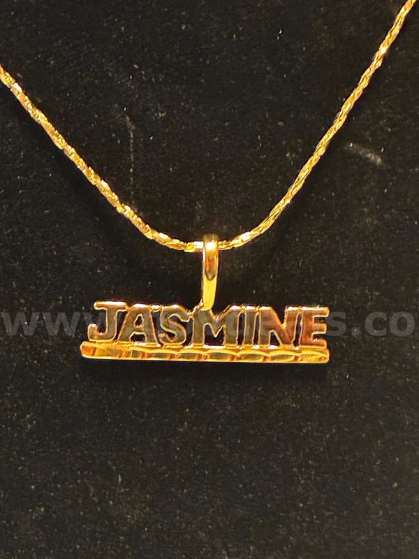 "Jasmine" Pendant W/ 20” Small Twisted Cobra Necklace. 24K Real Gold Plated