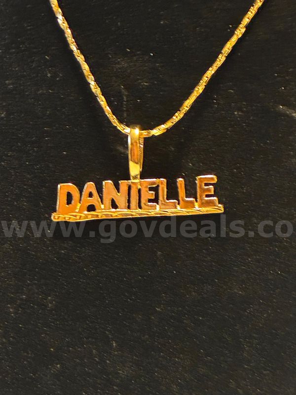 "Danielle” Pendant W/ 16" Small Twisted Cobra Necklace. 24K Real Gold Plated