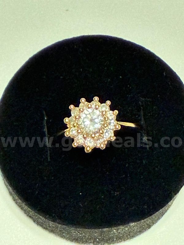 Size 6, Ladies Daisy CZ Ring 24k Real Gold Filled,