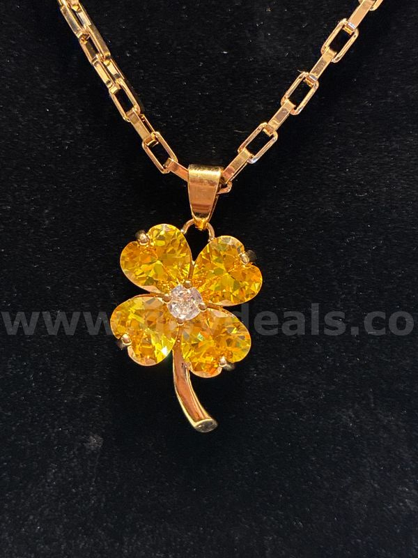 Gorgeous, 18” Small Box Link Chain w/ CZ, Nov. Birthstone Flower, 24k Real Gold Filled.