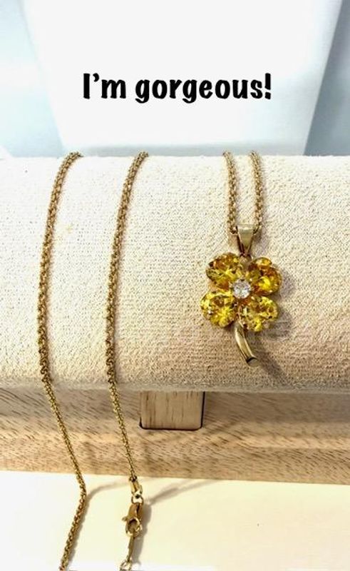 Beautiful, 1MM, 22", Diamond Cut Rope Chain Necklace, W/CZ November Birthstone Flower Pendant, Real 24k Gold Filled