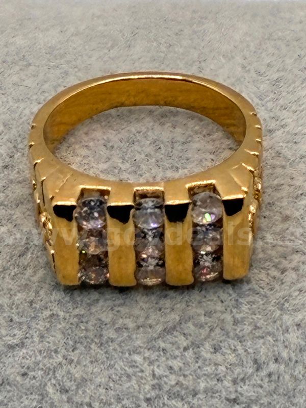 Size 12 1/2, Mens, Bar W/CZ Nugget Ring. 24K Real Gold Filled.