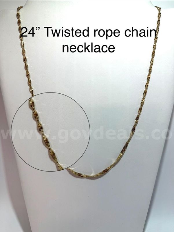 Beautiful, 24 Inch, Twisted Rope Chain Necklace, Real 24k Gold Filled