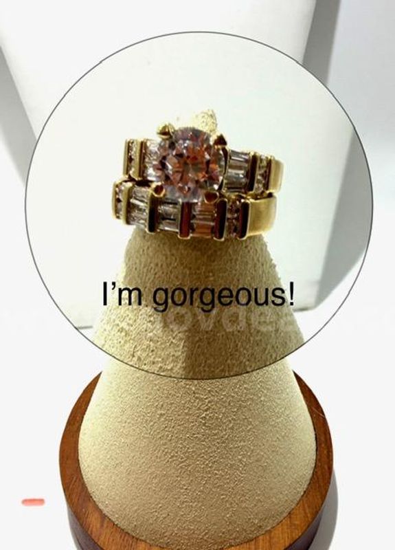 Beautiful, Ladies, Size 4, 2 Piece, Brilliant, CZ Solitaire Bridal Set, Real 24k Gold Filled