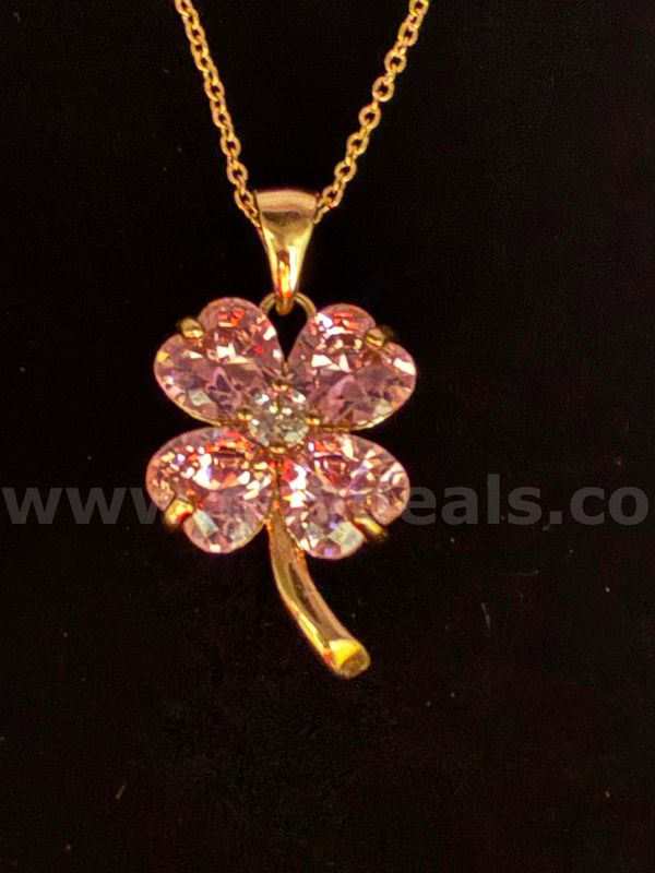24” Dainty Chain Necklace, W/CZ June Birthstone Flower Pendant, Real 24k Gold Filled.