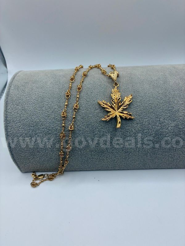 24”, Accent Necklace W/ Hemp Pendant, 24K Real Gold Filled