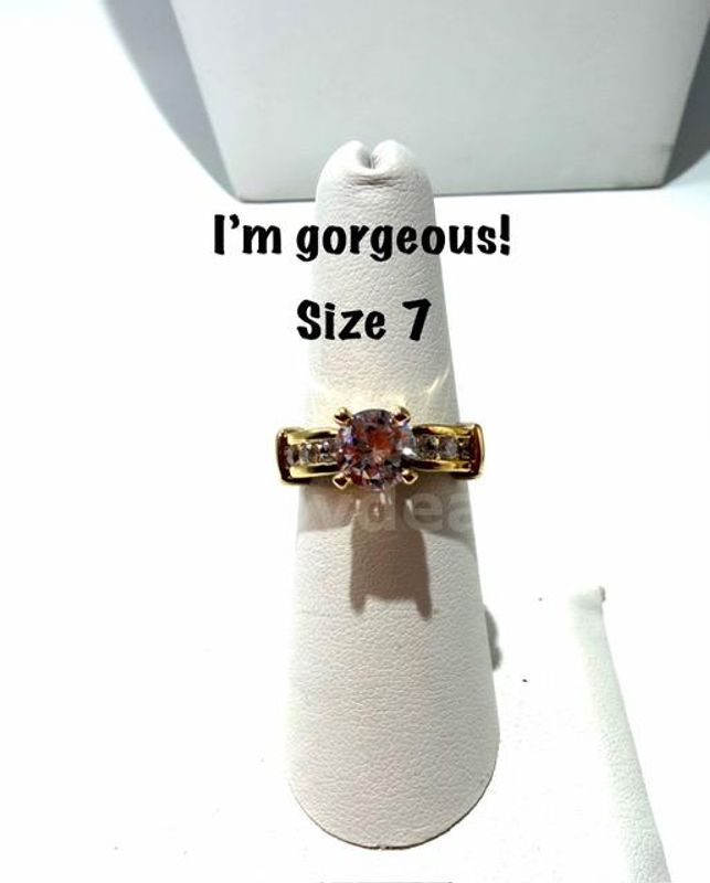 Gorgeous, Ladies, Size 7, CZ, Real 24k Gold Filled, Bridal Ring