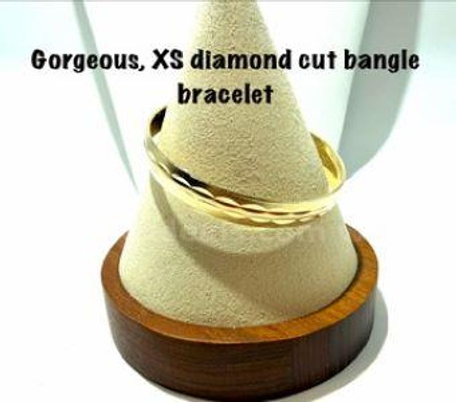 Gorgeous, Ladies, Extra Small, Real 24k Gold Filled, Diamond Cut Bangle Bracelet