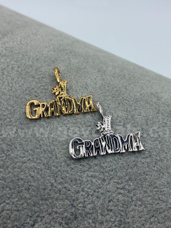 (1) #1 GRANDMA Pendant 24K Real Gold Filled and (1) #1 GRANDMA Rhodium Clad (Silver)