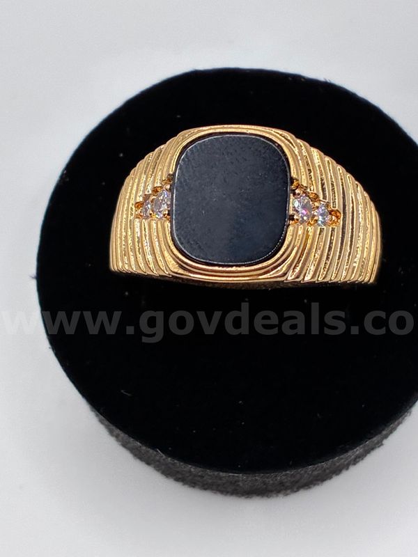 Beautiful, Men's, Size 12, Onyx CZ Ring 24K Gold Filled