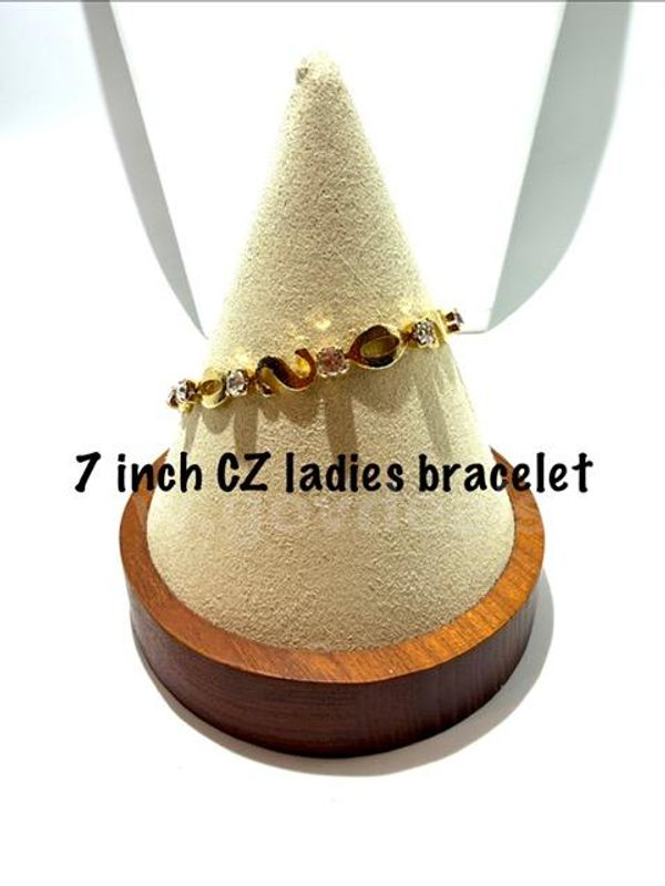 Beautiful, 7 Inch, Ladies, Real 24k Gold Filled, CZ, Bracelet