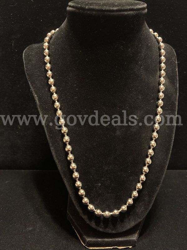 Beautiful Rhodium Clad (Silver), 20” Large Bead Necklace, FREE SHIP W/ BUY IT NOW