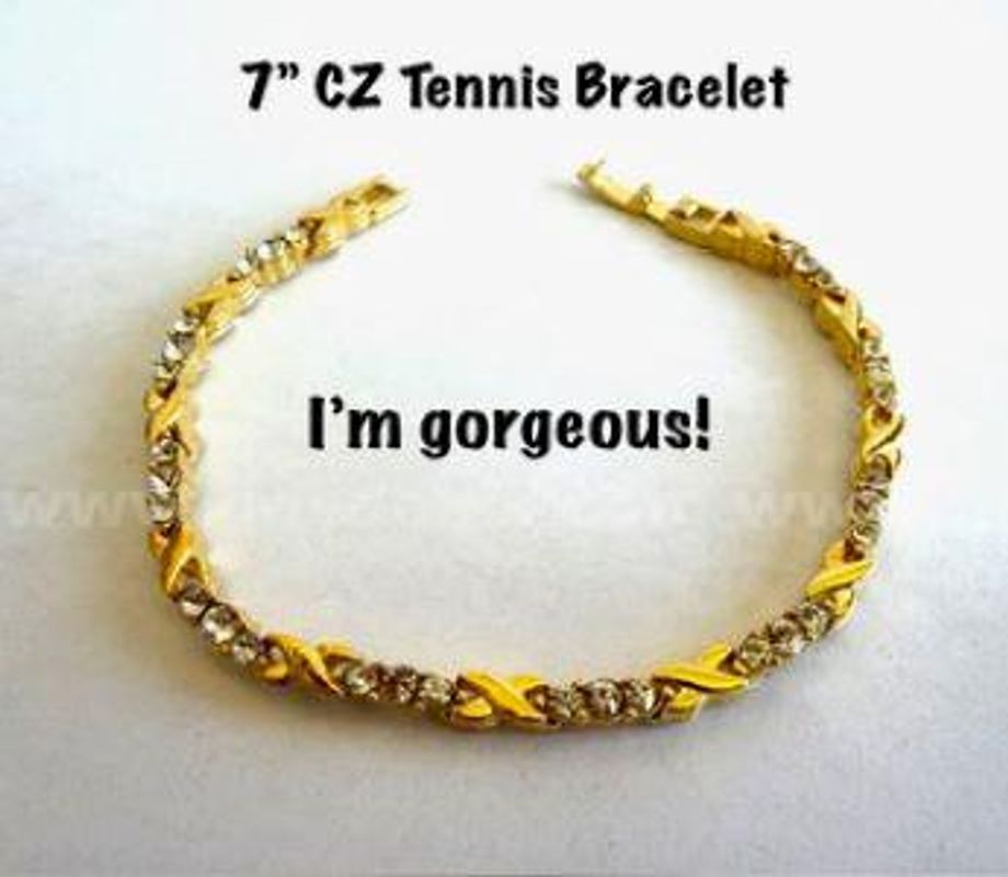 Beautiful, Ladies, Real 24k Gold Filled, 7 Inch, CZ, Tennis Bracelet