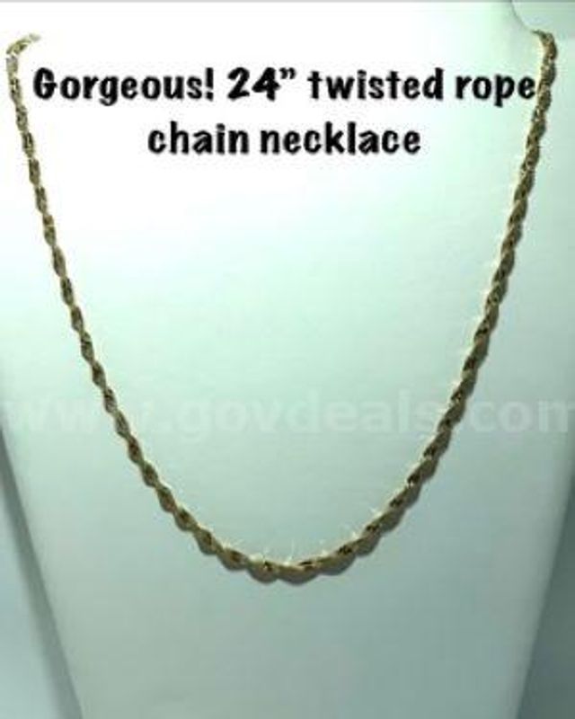 Beautiful, Real 24k Gold Filled, 24 Inch, Twisted Rope Chain Necklace