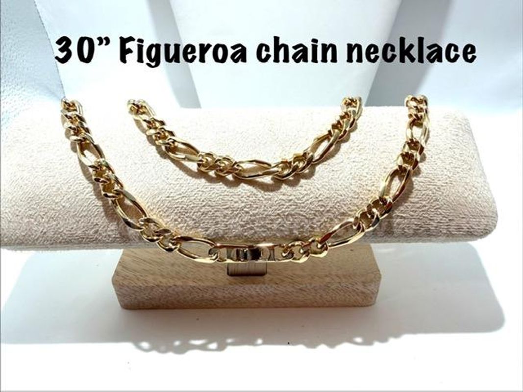 Gorgeous, 30 Inch, Real 24k Gold Filled, Italian Figaro Chain Necklace