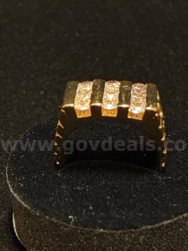 Men’s , Size 9, CZ Bar Nugget Ring, 24K Real Gold Filled.
