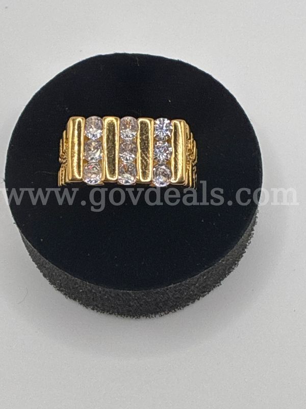Men’s , Size 9, CZ Bar Nugget Ring, 24K Real Gold Filled.