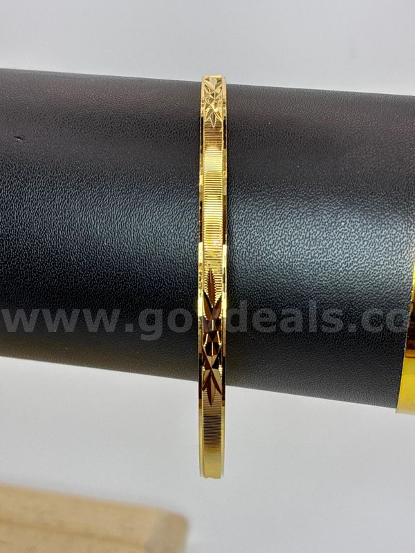 2 3/4 Diameter, Greek-key Diamond-cut Bangle, 24K Gold Filled.