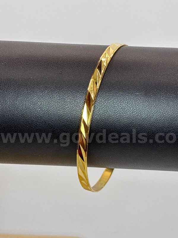 2.5 Diameter, Diamond-cut Bangle, 24K Gold Filled.