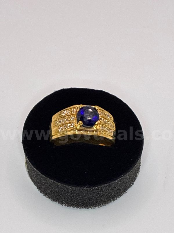 Size 8.5, Men’s, CZ Sapphire Ring, 24k Real Gold Filled.