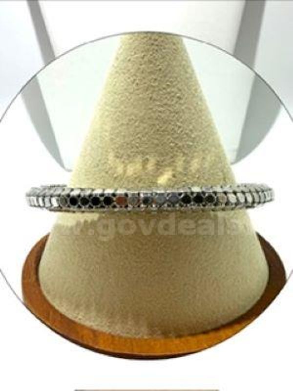 Beautiful, Size Large, Rhodium Clad (Silver), Fancy Bangle Bracelet