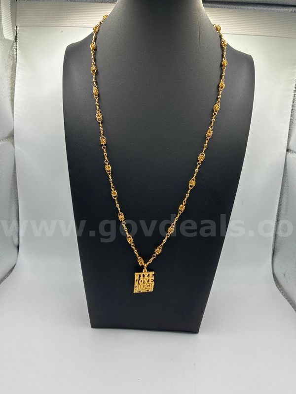 22” Byzantine Necklace W/ “Live Love Laugh”, 24K Gold Filled.