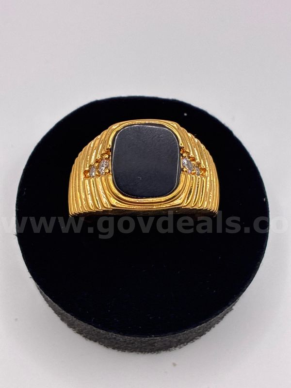 Beautiful, Men's, Size 10, Onyx CZ Ring , 24K Gold Filled