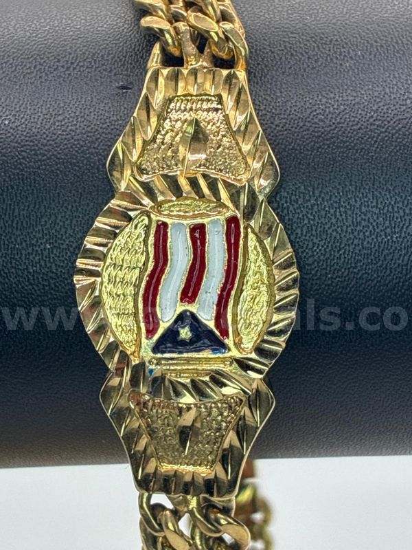 Beautiful, Double Curb Link Puerto Rico Bracelet, 9 Inch, 24K Gold Filled.