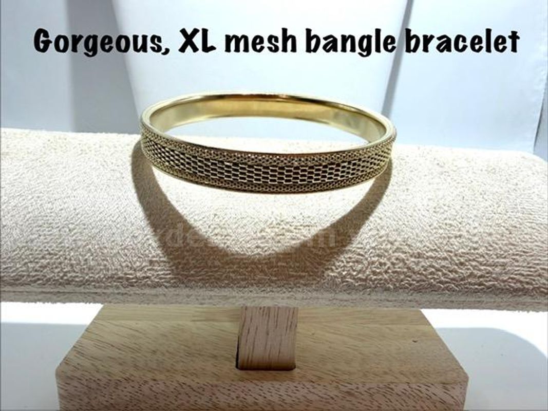 Gorgeous, Extra Large, Real 24k Gold Filled, Mesh Bangle Bracelet