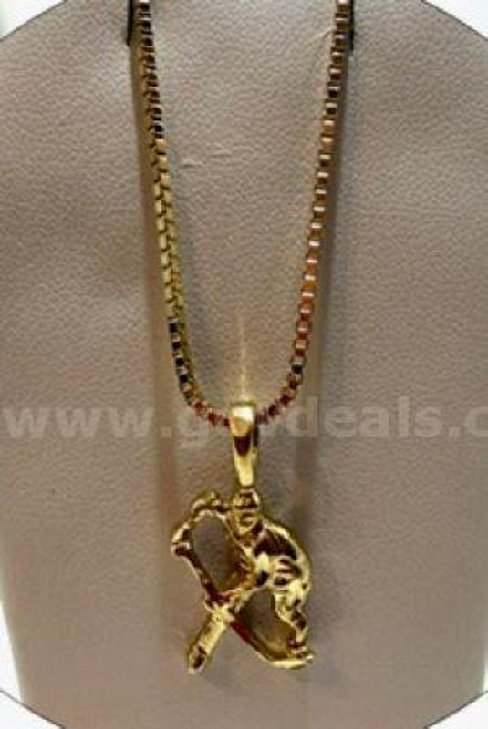 18 Inch, Real 24k Gold Filled, Box Chain Necklace, W/Hockey Pendant