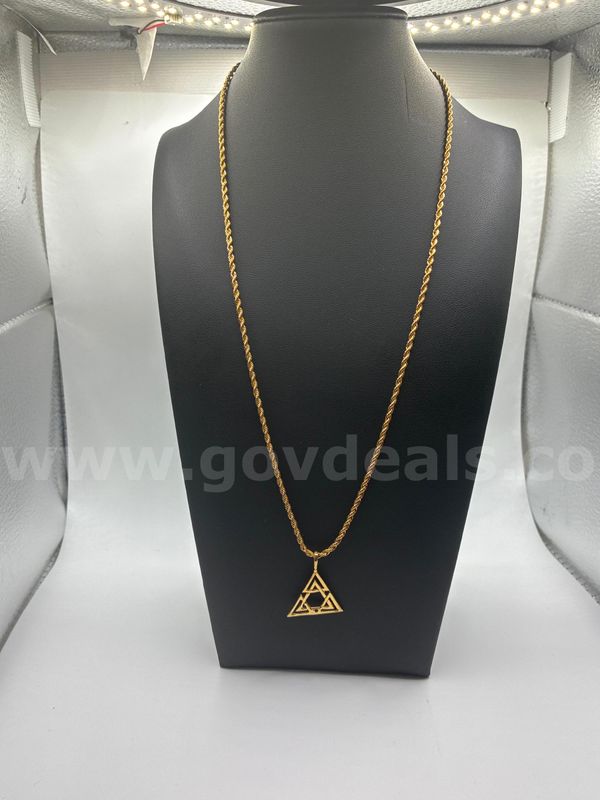 Beautiful, 2MM, 22 Inch, Real 24k Gold Filled, Diamond Cut Rope Chain Valknut Pendant Necklace