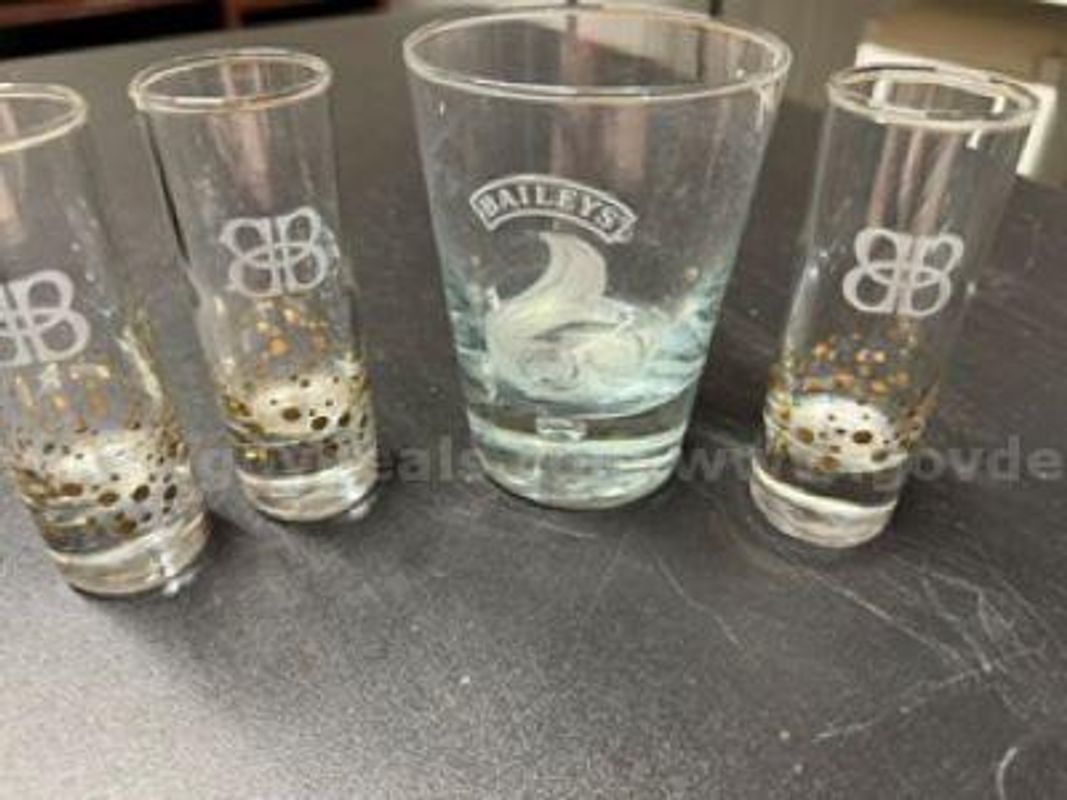 Assorted Set of (4), Vintage Bailey's Glasses