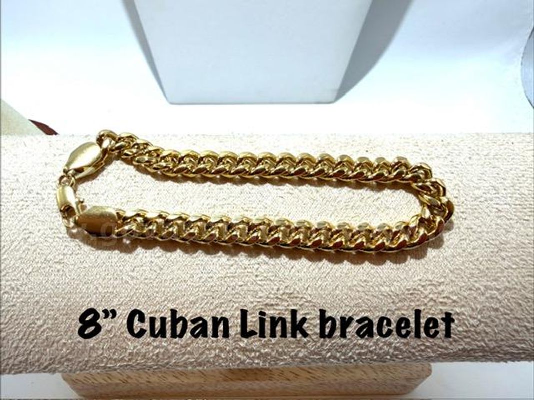 8 Inch, Men's, Real 24k Gold Filled, Cuban Link Bracelet