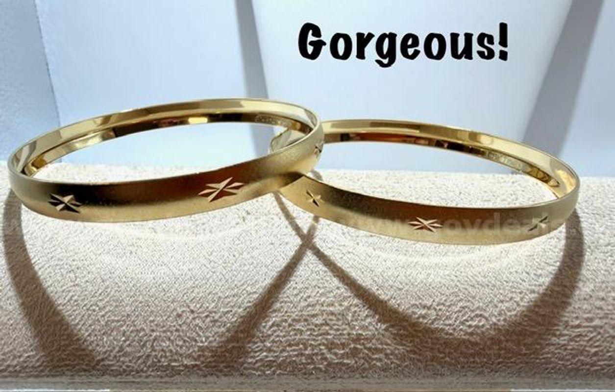 Gorgeous, Size, Extra Large, Diamond Cut, Real 24k Gold Filled, Bangle Bracelets