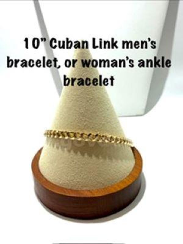 Beautiful, 10 Inch, Real 24k Gold Filled, Cuban Link Men’s Bracelet or Women’s Ankle Bracelet
