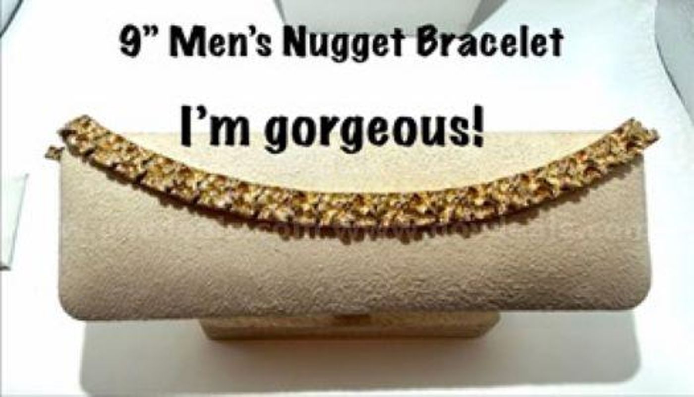 Gorgeous, Men's, Real 24k Gold Filled, 9 Inch Nugget Bracelet