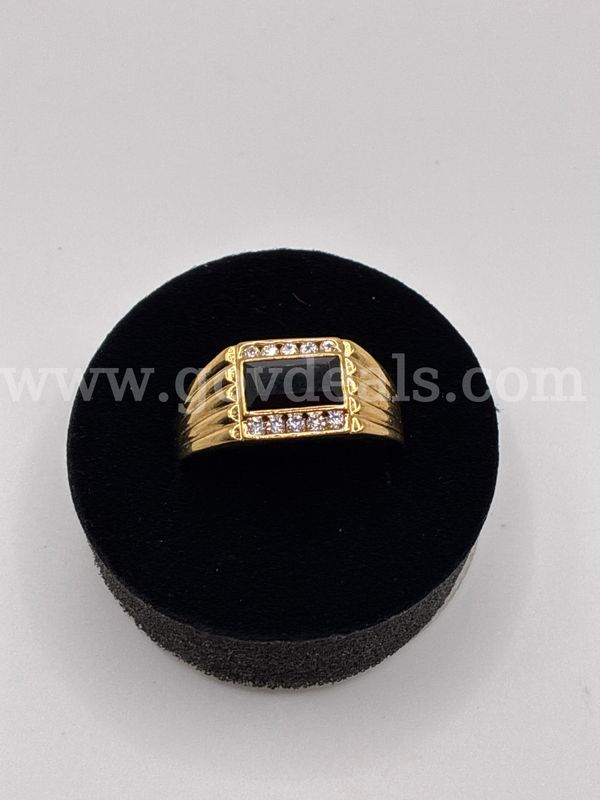 Size 9.5, Men’s Onyx CZ Ring, 24K Real Gold Filled