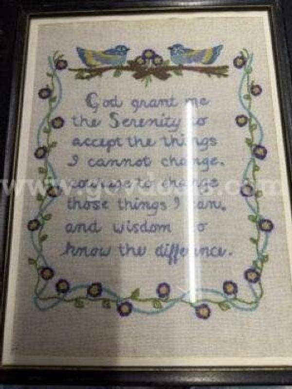 Vintage, Serenity Prayer, Needlework Framed Artwork