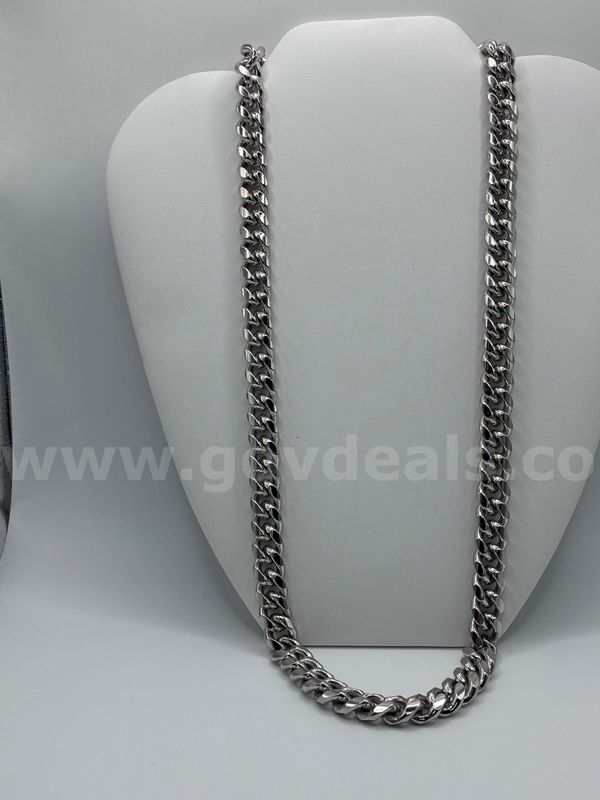 Beautiful Rhodium Clad (Silver), 24 Inch “Heavy” Cuban Link Necklace.