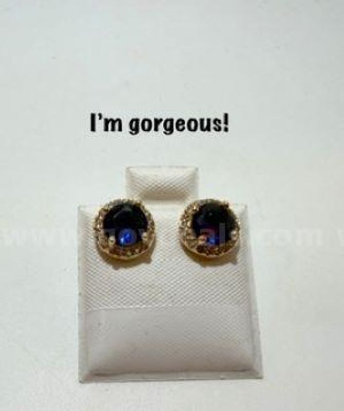 Beautiful, Real 24k Gold Filled, CZ, Sapphire Earrings W/Accents