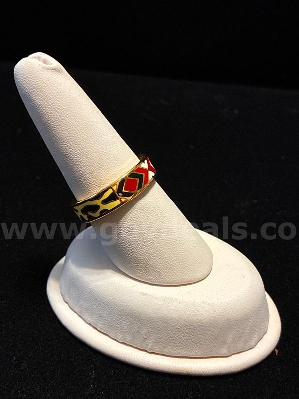 Gorgeous, Size 9.5, Geometric Enamel Band Ring, 24K Real Gold Filled