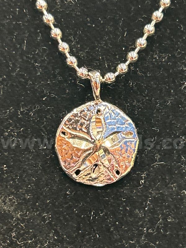 18” Necklace w/ Beach Pendant Rhodium Clad (Silver)