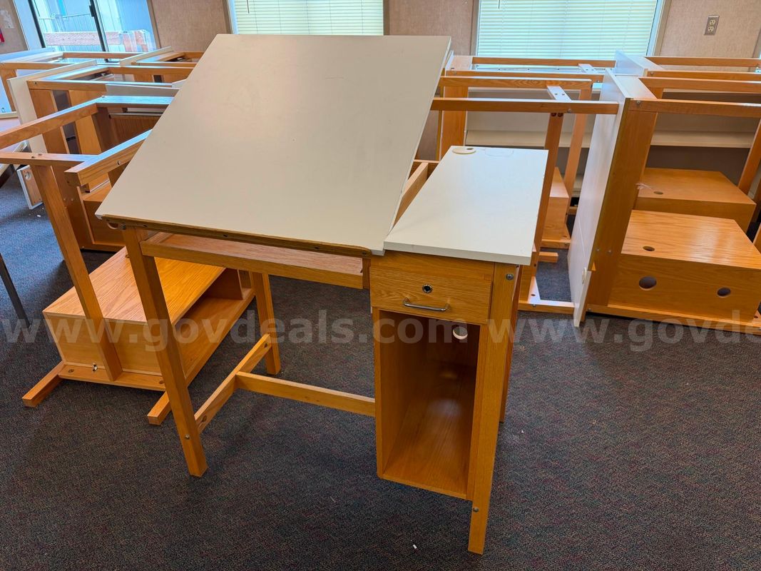 CAD Drafting Drawing Table with Drawer and CPU Storage Cabinet