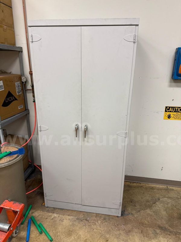 Qty. 3 Metal Storage Cabinets and 2 Racks