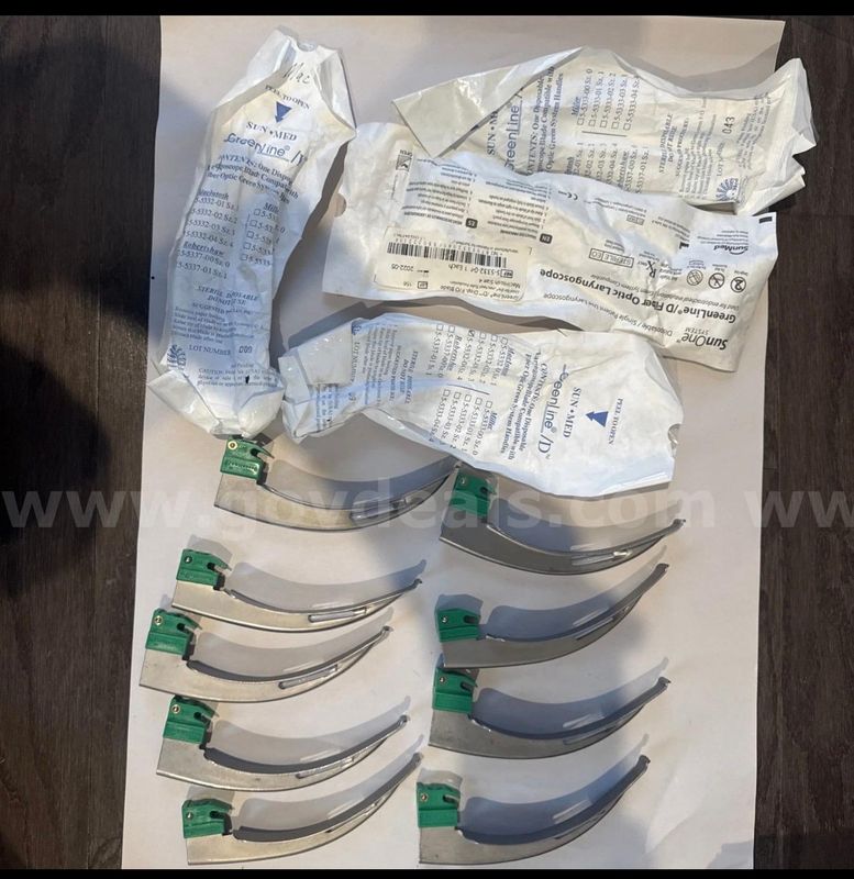 13x LOT GreenLine D. *MAC 4* Sunone Macintosh FIBER OPTIC Laryngoscope Blades Shipping only intubation
